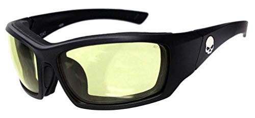 Harley-Davidson Men s Tat Skull Sunglasses, Yellow Lenses Matte Frame HATAT11