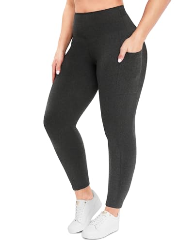 Image of Plus Size Leggings for Women - High Waisted Black Tummy Control Super Soft