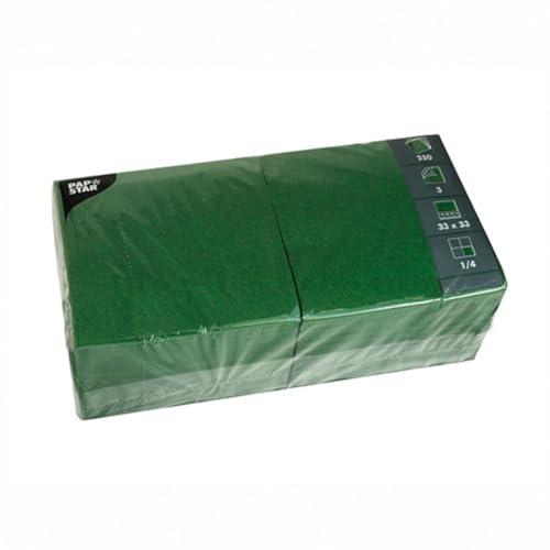 Servietten Papstar 3-lagig 330 x 330 mm mit ¼-Falz Papier in Stoffoptik 4 x 250 Stück in Gastro-Packung dunkelgrün