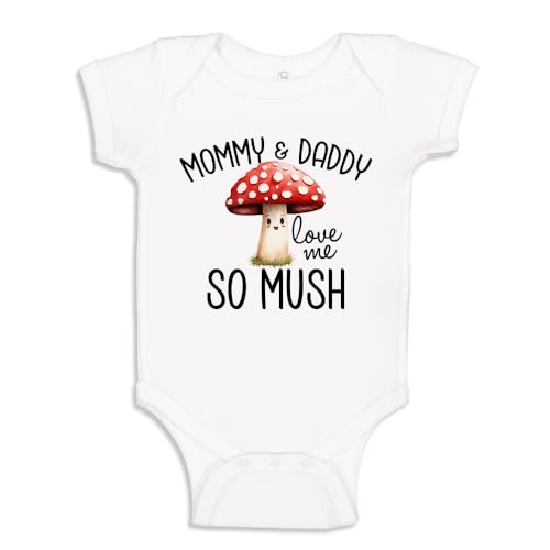 Mommy and Daddy Love Me So Mush Funny Mushroom Baby One Piece Bodysuit Or Toddler Shirt Fungi Baby Gift