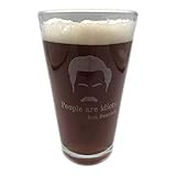 Shabby-Sign-Shoppe PEOPLE ARE IDIOTS Laser Engraved Beer Pint Glass Party Ron Swanson Parks and Rec Quote Gift Beer