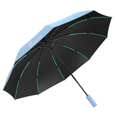 Image of ANYCHO Umbrella 3 Fold - Automatic Umbrella for Women and Men -Folding Umbrella with 50 Sturdy Ribs - UV Protect 3 Fold Umbrella for Women