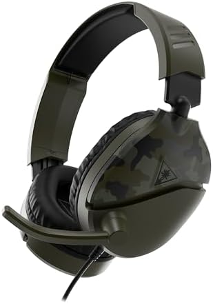 Turtle Beach Recon 70 Multiplatform Gaming Headset for Xbox Series X|S, Xbox One, PS5, PS4, PC & Mobile w/ 3.5mm Wired Connection - Flip-to-Mute Mic, 40mm Speakers, Lightweight Design, Green Camo : Video Games