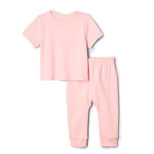 Amazon Essentials x Sofia Grainge Conjunto de Camisa y Pantalones de Manga Corta de Punto de Algodón Bebé-Niños, Rosa, 4 años