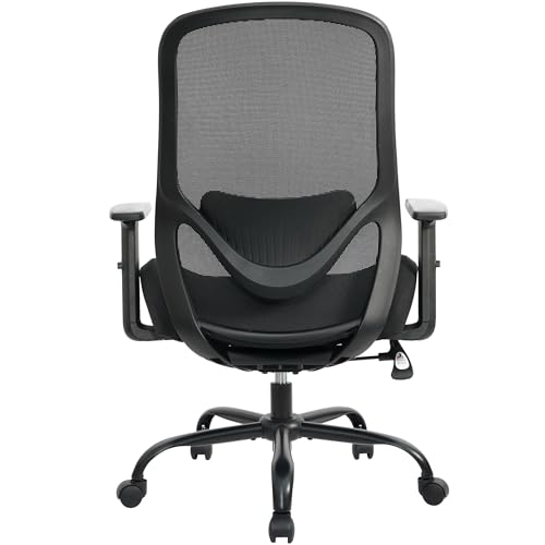 High Back Office Chair, Big and Tall Office Chair Ergonomic Comfy Chair Executive Desk Chair for Heavy Duty People 450Lbs Computer Chair with Adjustable Lumbar Support & Flip-up Arms