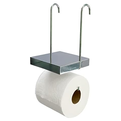 TP Pal Ledge – Hanging Extra Toilet Paper Roll Holder with Multi-Purpose Double Shelf, Durable Chrome Cover