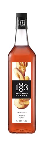 1883 Maison Routin Premium Peach Syrup Flavoured Syrup for Coffee Cocktails & Lemonades Vegan-Friendly No Artificial Colours 1L Glass Bottle