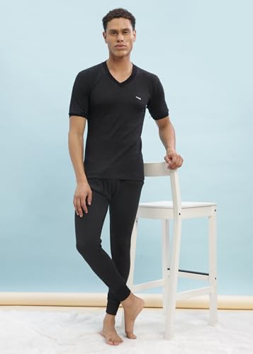 Image of Dollar Ultra Pack of 2 Combed Cotton Men V Neck Half Sleeve Thermal Top