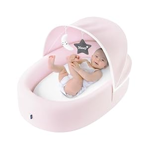 Premium Portable Baby Lounger Nest – Foldable Travel Bassinet for Newborn & Infant with Mesh Canopy, 2 Toys, Waterproof Mattress & Removable Cover – Pink