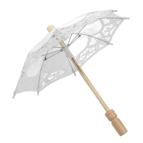 Hamwesh Paraguas de Parasol de Encaje, Paraguas de Bordado Romántico Plegable con Flores Hechorizadas para Bodas para la Boda, Accesorios de Fotos Decoraciones de Fiesta Cosplay (White)