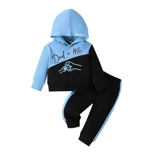 Boy's Fleece Sweatshirts Toddler Infant Baby Boy Clothes Long Sleeve Letter Printed Hoodie for (Blue, 18-24 Months)
