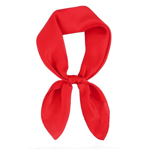 DAMILY Foulard Carré Femme Uni Bandana cheveux Femmes Satin de Soie Echarpe Mouchoir Halloween Noël Carnaval Accessoires(Rouge)