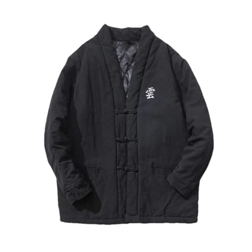 Veste d'hiver homme style chinois en coton épais veste matelassée col officier noir