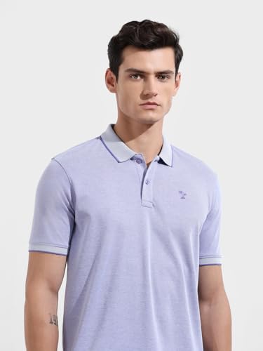Image of The Indian Garage Co Men Regular Fit Textured Polo Neck Half Sleeves Tshirt