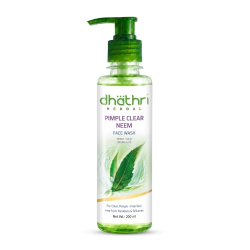 Image of Dhathri Pimple Clear Neem Facewash | Best Face Wash for Pimples | Reduces Acne and Cleanses Pores | Soap and Mineral Free Neem Tulsi Facewash | 200 ml