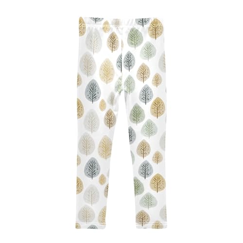 Girls' Athletic Leggings Ankle Length Yoga Dance Pants Kids Teen 4T Leaf2