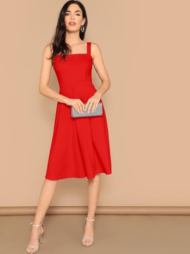 Image of Aahwan Women's Black Fit and Flare Midi Dress