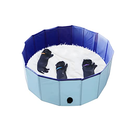 Image of Artilife Whelping Box for Dogs and Puppies,Welp Box Whelping Pool,Puppy Whelping Box,Whelping Pen for Dogs,Great for Puppies,Easy to Clean (32inch Dia.x12inch H(80x30cm), Blue)