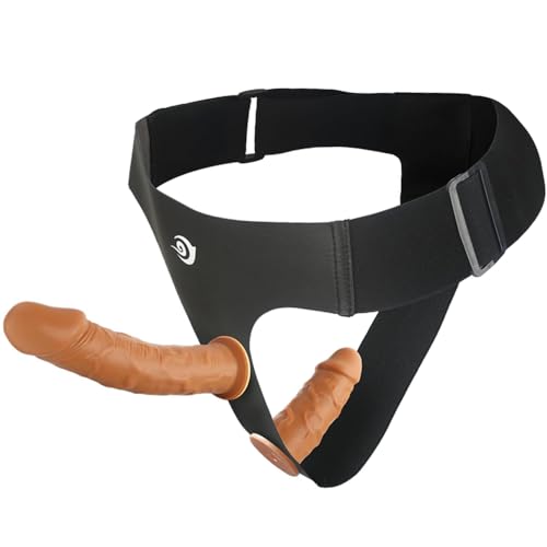 BDSMLOVE - Consolador realista con correa para mujer, 2 consoladores con correa para pene, consolador con correa, juguete sexual erótico para mujer, extremadamente duro (Color carne)