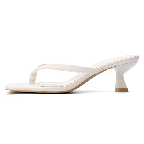 Image of Goderci Kitten Flip Flop Thong Low Heels for Women Square Open Toe Slip On Heeled Sandals