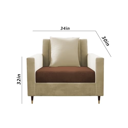 Image of Casaliving Garcia 3+2+1 Seater Sofa Set for Living Room (Cream Brown Colour) Premium Fabric Sofa