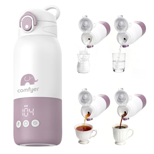 Comfyer BW01 Calienta Biberones Portátil 340 ml, Calentador de Leche y Agua | Portable bottle warmer para bebé: calienta leche materna y agua en 2 min sin cables; batería recargable, ideal coche y avión.