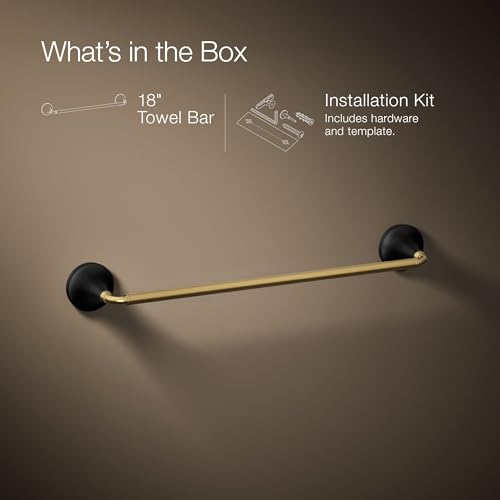 Kohler 27425-BMB Tone™ 18" Towel bar, Matte Black with Brushed Moderne Brass by Kohler - Used condition - Image 9