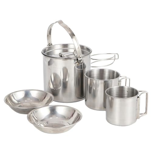 Happyyami Camping Kettle Set Collapsible Bowl Outdoor Cup Portable Cutlery Lightweight Picnic Tableware