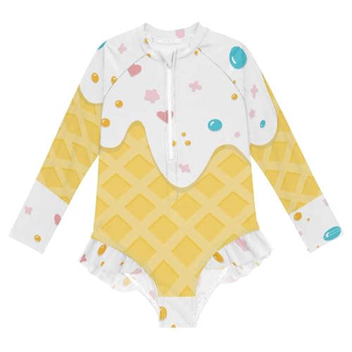 Image of Girls One Piece Swimsuits Long Sleeve Rash Guard Bathing Suit Rash Guard Quick Dry UPF 50+ Swimwear for Kids 3-12
