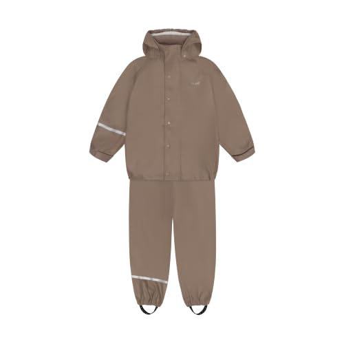 Image of CeLaVi European Kids Rain Suit for Boys Girls with Detachable Hood, Waterproof 2 Pcs Rain Jacket w /Pants or Dungarees