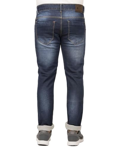 Image of Men's Slim-Fit Denim Jeans, Light Blue(TFD-95) (in, Numeric, Regular, Standard, DARKBLUE)