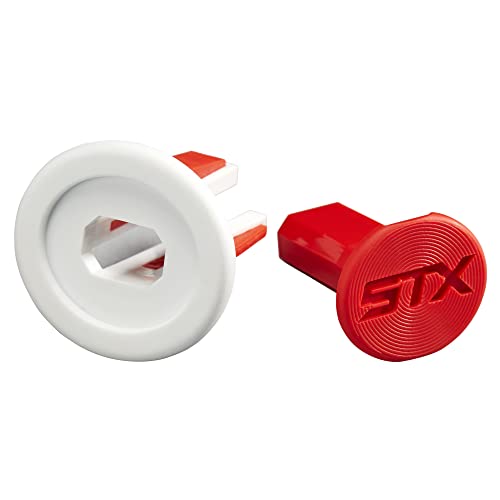 Stx Lacrosse Elite Handle End Cap, 2-Pack - White/Red #TOP2