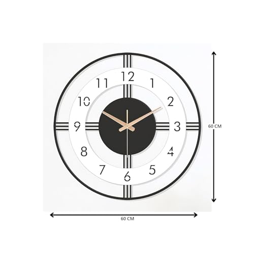 Image of Wall Clock Stylish Metal Analog Wall Clock for Living Room, Bedroom, Office, Kitchen, Home and Hall | Antique Fancy Big Size Modern Wall Watch (Black(ST-29), 60 CM)