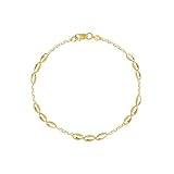 Gewicht 1.80 g Rodium - Goldene Armband, 14 Karat Gold/ 585er Feingehalt, Modernes Design mit Muschelmuster, Ideales Geschenke für Damen - 19 cm lange Armkette