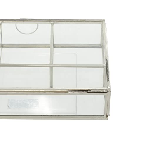 Deco 79 Glass Jewelry Box With Clear Glass, 9" X 6" X 2", Silver #TOP4
