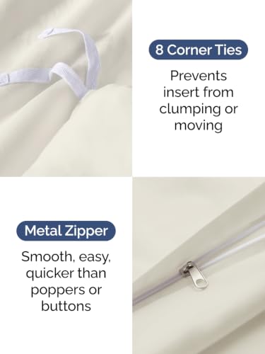 Image of Duvet Cover Queen Size - Extra Soft 3 Piece with Zipper Closure - Ivory