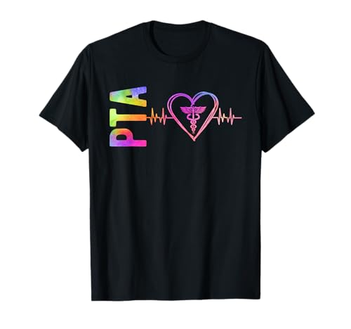 PTA Physical Therapist Assistant Appreciation Unisex-Adults Black Classic Fit V-Neck Letter Print T-Shirt