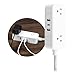GE Flat Plug Power Strip Extension Cord with USB Ports, Travel Power Strip with 2 Outlets 3 USB Ports, Cruise Ship Essentials, 6 Ft Braided Small Extension Cord Flat Wall Plug, ETL Listed White, 81597
