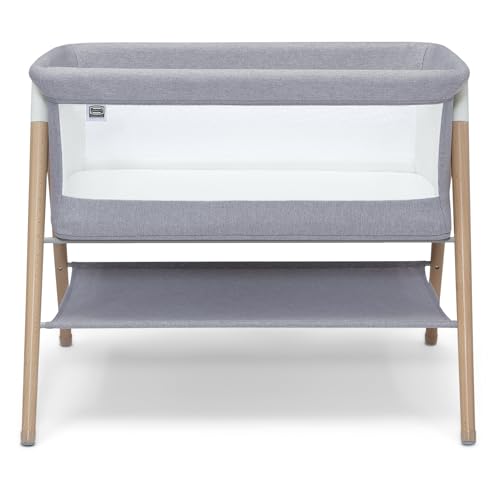 Simmons Kids Koi by The Bed Bassinet with Breathable Mesh and Natural Beechwood Legs, Dove Grey - image 8