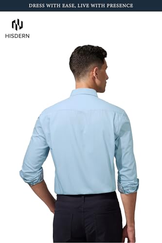 Image of HISDERN Mens Business Dress Shirts Long Sleeve Casual Button Down Shirt Formal Inner Collar Contrast Shirt for Men Wedding