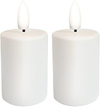 Ideen mit Herz Real Wax Coated LED Candles | Pack of 2 | Cream | Christmas | Warm White | Realistic Flame Effect | Timer Function | Battery Operated (Smooth)