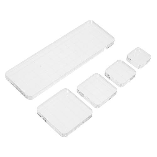 Gogogmee 5Pcs Transparent Stamp Blocks for Crafts Durable Seal Stamp Boards Various for Scrapbooking Journals