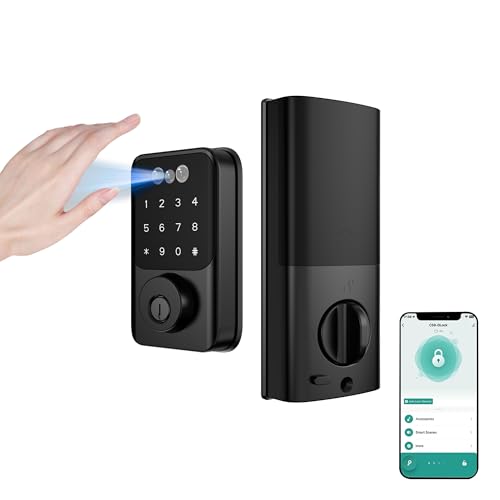 Mr Bryant Xu Super Black Smart Lock with Palm Vein Recognition - Smart Lock, Facial Recognition & Fingerprint Keyless Entry Door Lock, Built-in Wi-Fi Deadbolt - Keyless Entry Door Lock for Front Door