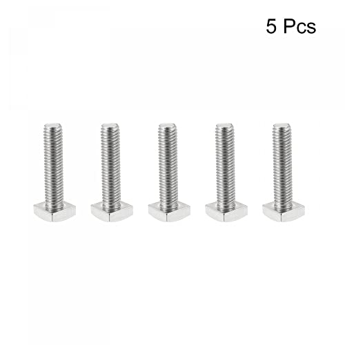 Image of uxcell Square Head Bolt, 5pcs M8x35mm Fully Thread 304 Stainless Steel Grade C Square Machine Screws
