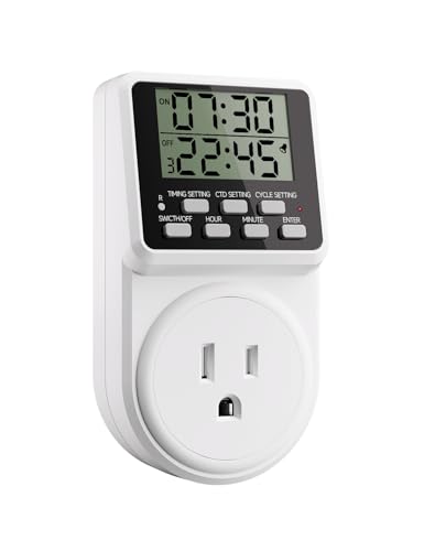 Techbee Digital Infinite Repeat Cycle Intermittent Timer Plug for Electrical Outlet, 24 Hour...