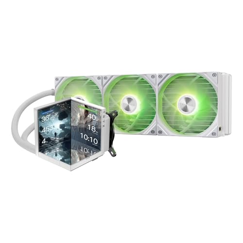 Image of TRYX Stage 360 ARGB 360mm AIO White 4.0'' IPS Dual-Screen Customizable White AIO Cooler 360mm LCD Display 254PPI Asetek 7th Gen V2 280w TDP ROTA SL ARGB Fan Intel LGA 1851 /1700 /1200 /115X AMD AM5 /AM4