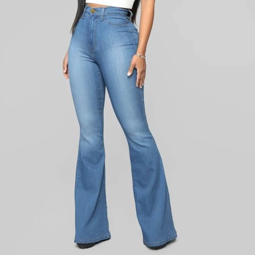 Women's High Waisted Tummy Control Skinny Flare Jeans Curvy Fit Stretch Butt Lifting Denim Pants Plus Size Casual4