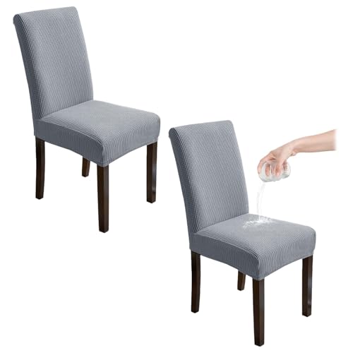 2 pièces Extensible Housse chaise, hauteur du dos 45-55 cm, Moderne protection de chaise, Housses...
