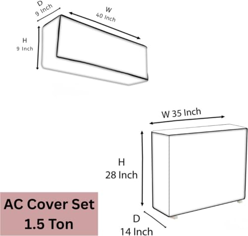 Image of Printed Split 1.5 Ton AC Cover Set - Indoor & Outdoor Protection, All Weather Cover /Attractive Digital Prints /Dustproof /Silken water-resistant Split Ac Cover (Golden Flower)