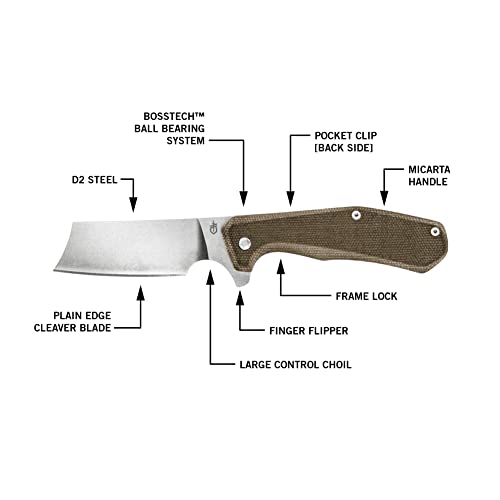 Gerber Gear Asada EDC Folding Cleaver Pocket Knife for Camping, Hiking, and Survival, Olive-Micarta